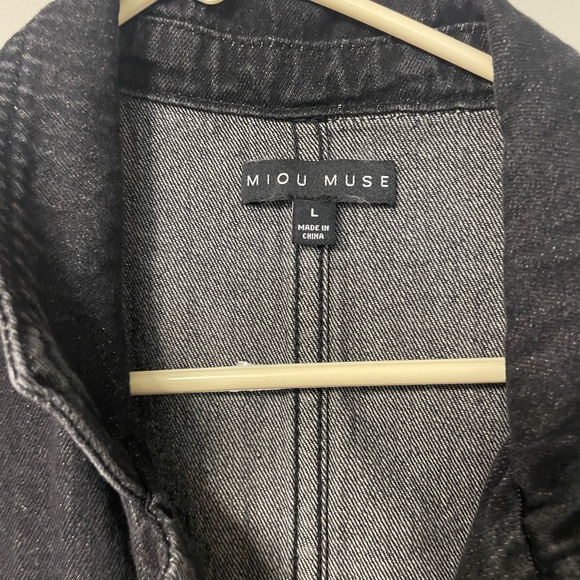 Miou Muse black denim Jumpsuit women’s large - Picture 2 of 3